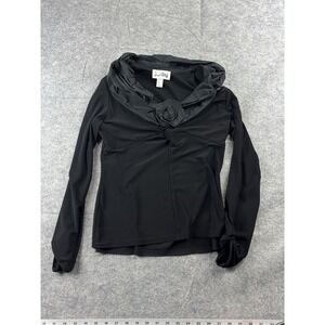 VTG Joseph Ribkoff Women's 12 Collared Rosette V Neck Knot Long Sleeve Shirt 90s